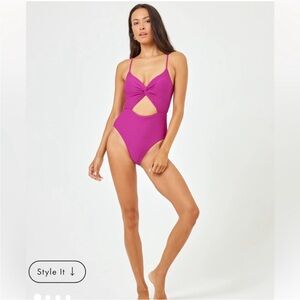 💜 L Space Kyslee Twisted Cutout One-Piece Swimsuit - Berry 💜